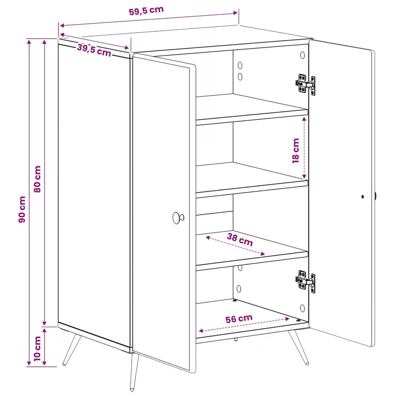 Shoe Cabinet BREDA 59.5 x 39.5 x 90 cm Engineered Wood White