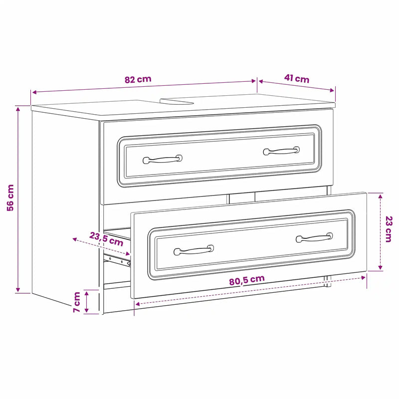 Bathroom Sink Cabinet UTRECHT White 82 x 41 x 56 cm