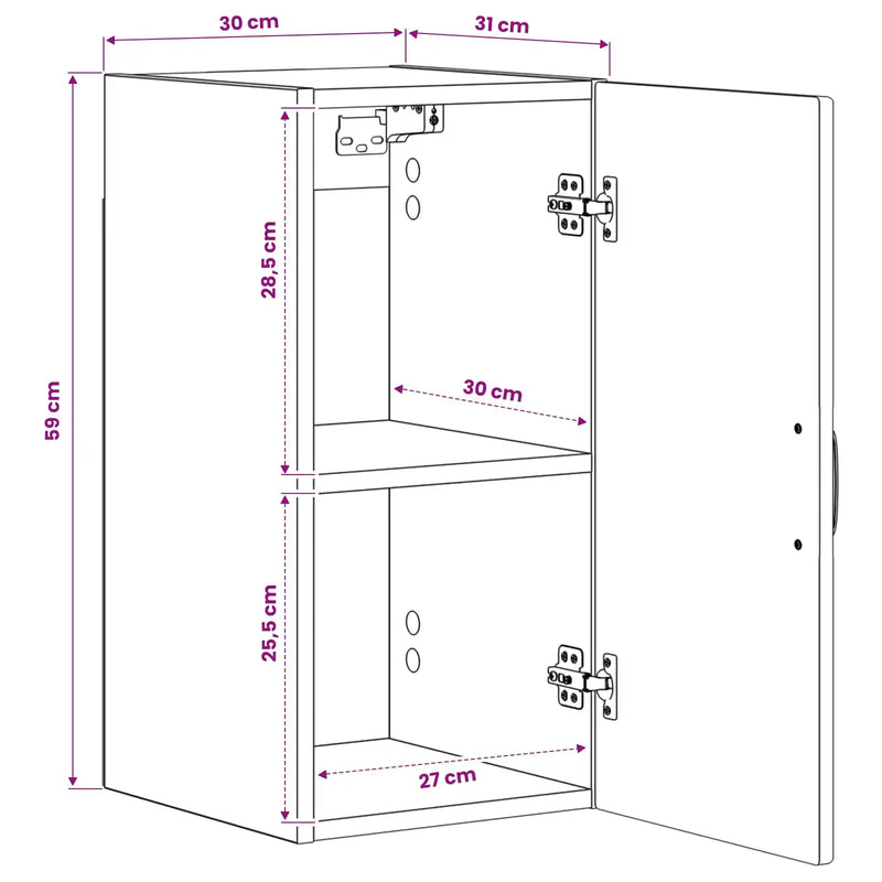 Bathroom Wall Cabinet UTRECHT White 30 x 31 x 59 cm