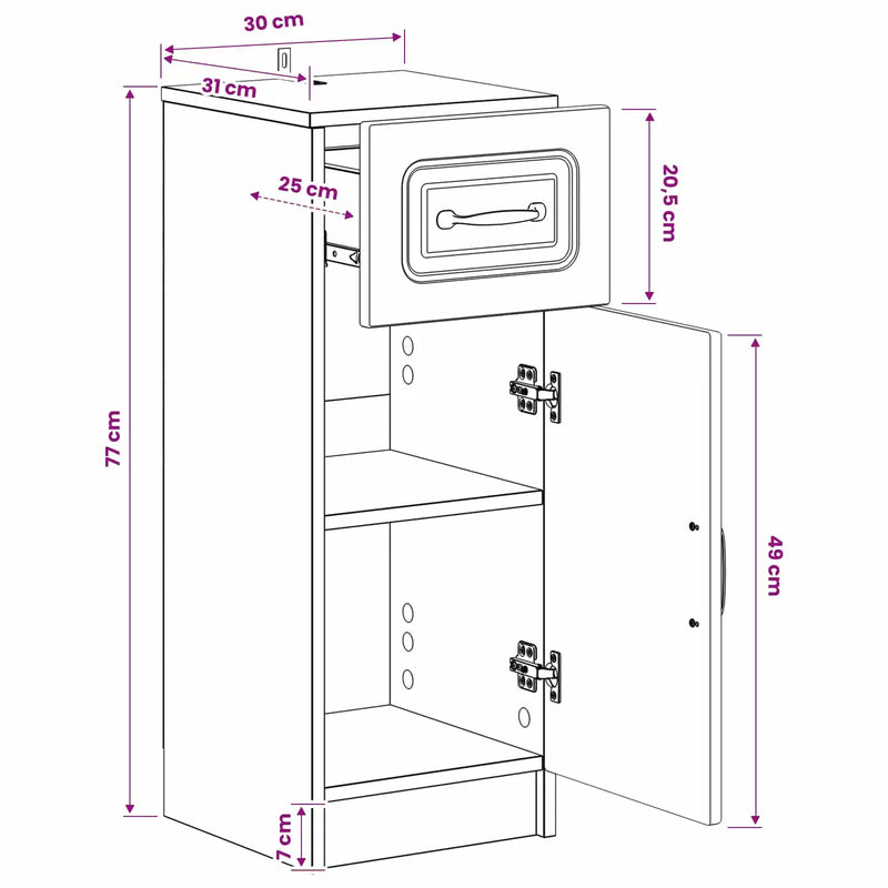 Bathroom Storage Cabinet UTRECHT White 30 x 31 x 77 cm