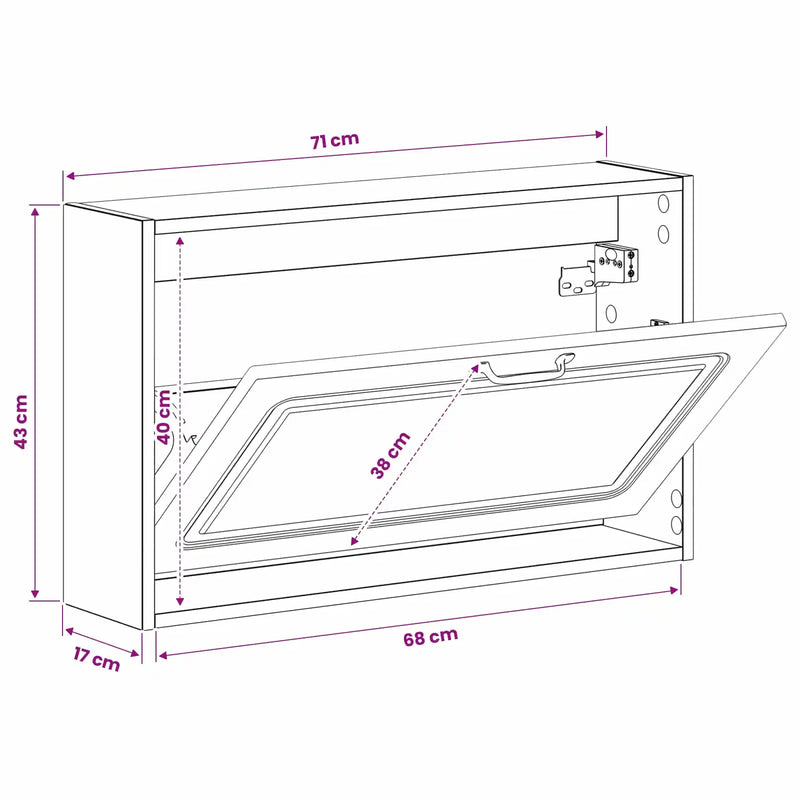 Wall-Mounted Shoe Cabinet UTRECHT 71 x 17 x 43 cm White