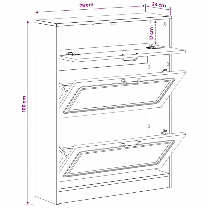 Shoe Cabinet UTRECHT 78 x 24 x 100 cm Engineered Wood White