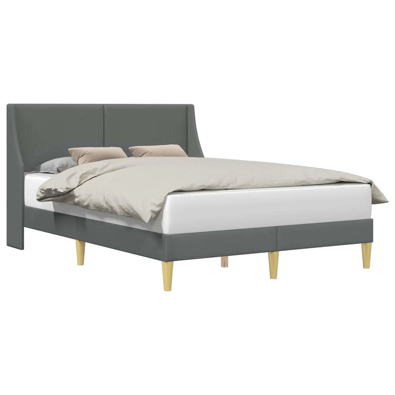 Bed Frame with Headboard Dark Grey 153 x 203 cm Fabric