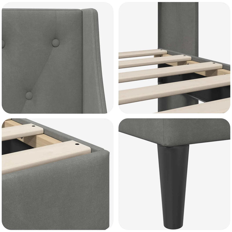 Bed Frame with Headboard Dark Grey connect plate
