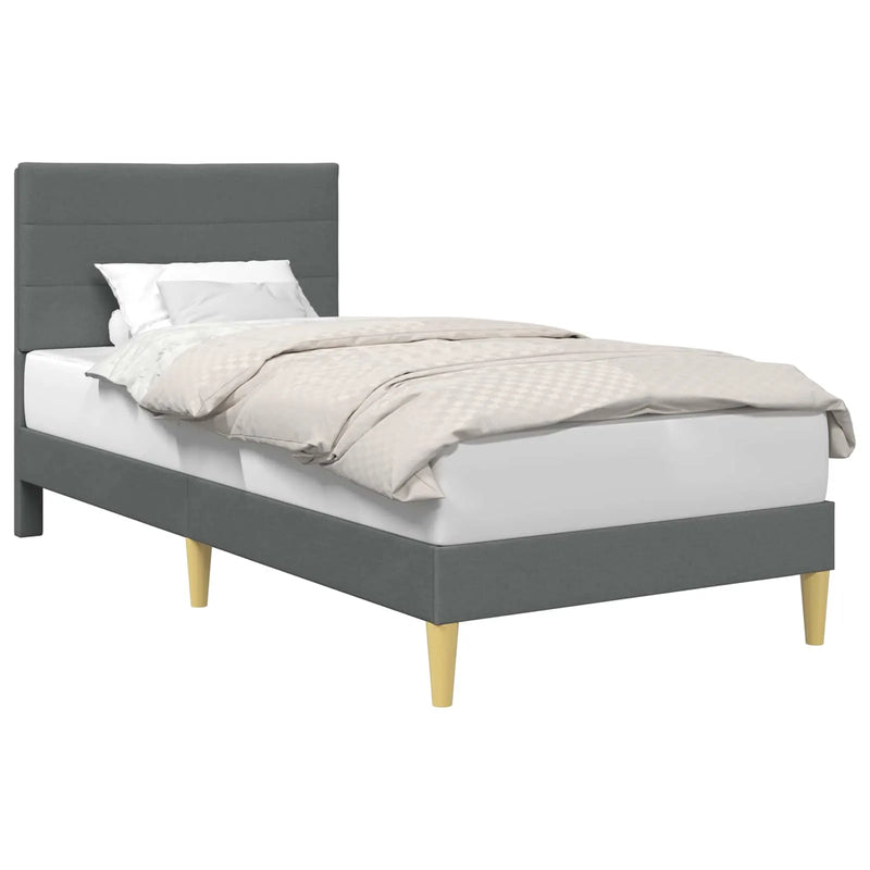 Bed Frame with Headboard Dark Grey 107 x 203 cm Fabric