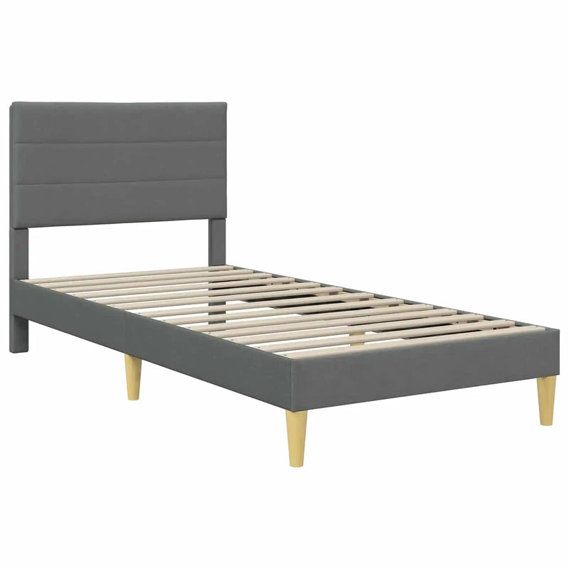 Bed Frame with Headboard Dark Grey 107 x 203 cm Fabric