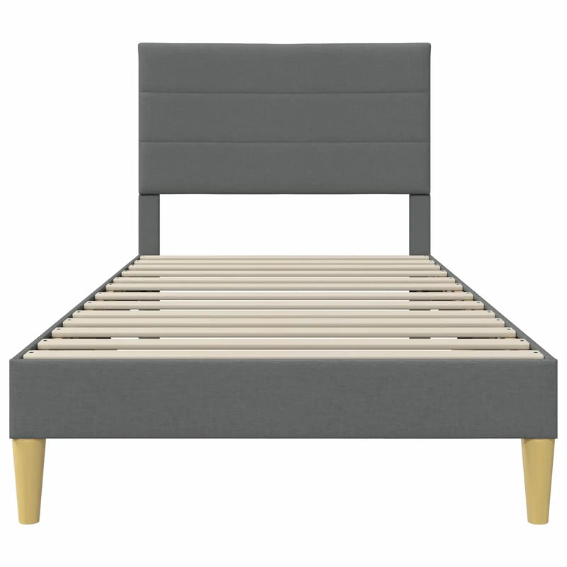 Bed Frame with Headboard Dark Grey 107 x 203 cm Fabric