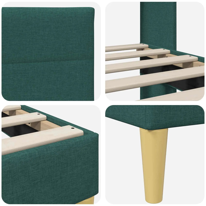 Bed Frame with Headboard Dark Grey 153 x 203 cm Fabric