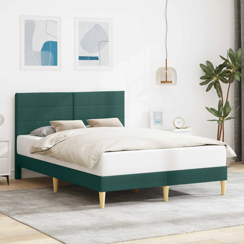 Bed Frame with Headboard Dark Grey 153 x 203 cm Fabric