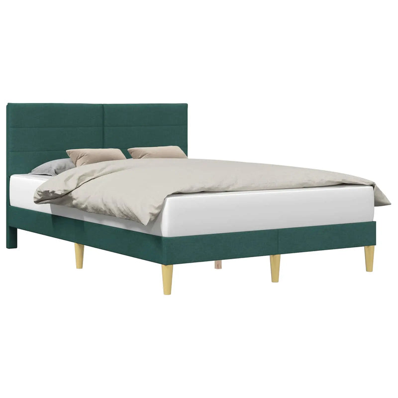 Bed Frame with Headboard Dark Grey 153 x 203 cm Fabric