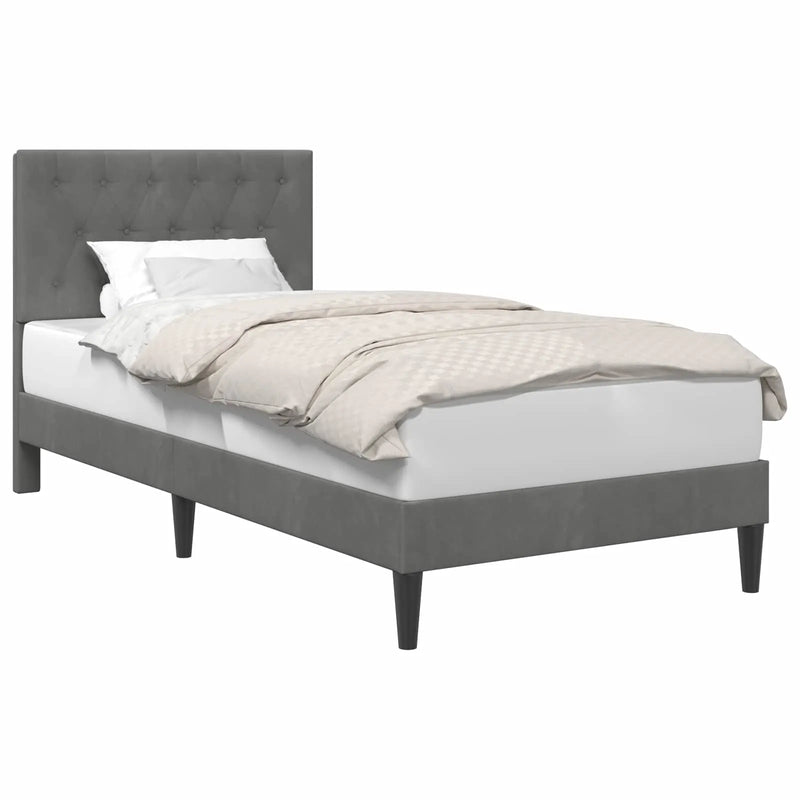 Bed Frame with Headboard Dark Grey 107 x 203 cm Velvet