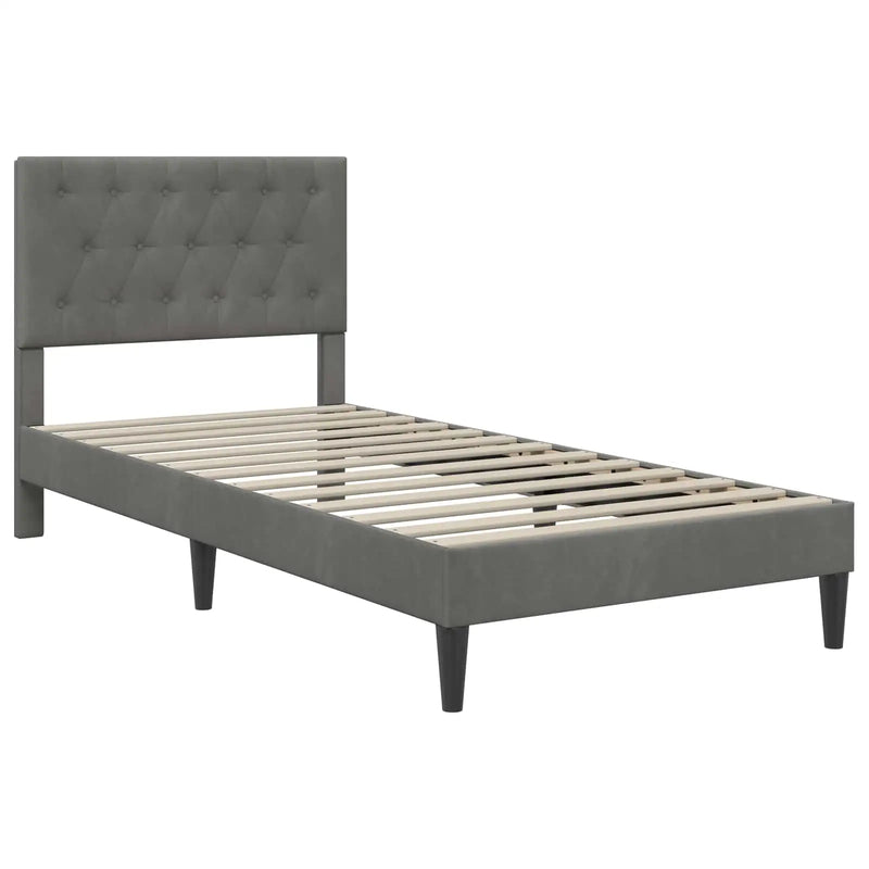 Bed Frame with Headboard Dark Grey 107 x 203 cm Velvet