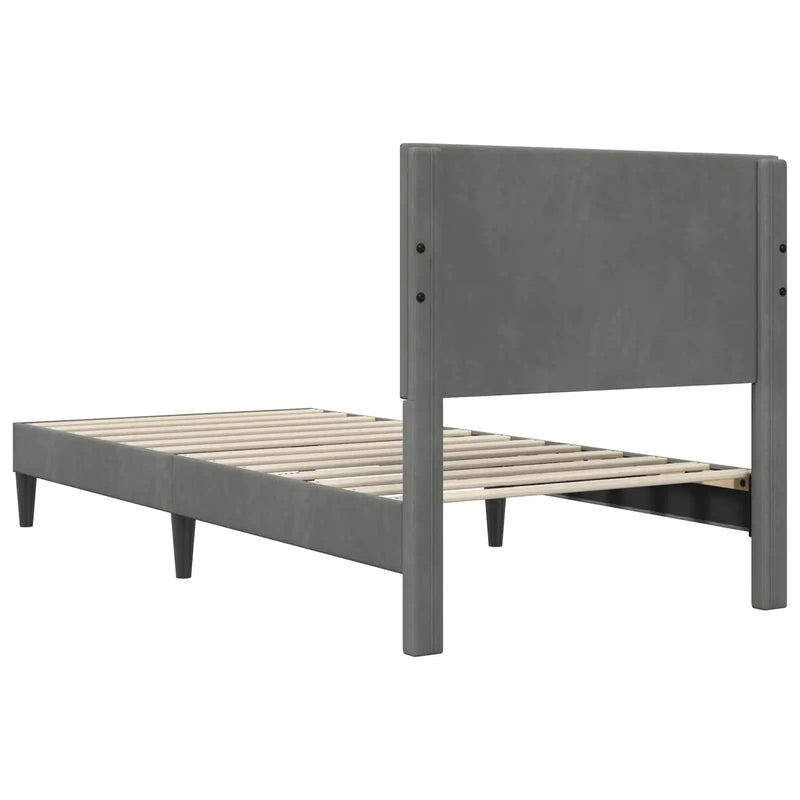 Bed Frame with Headboard Dark Grey 107 x 203 cm Velvet