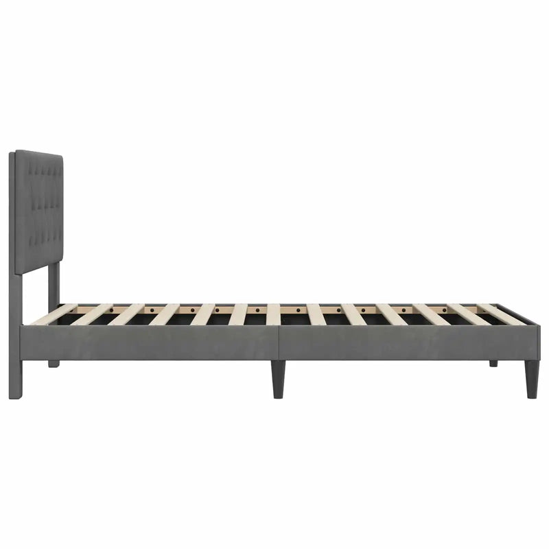 Bed Frame with Headboard Dark Grey 107 x 203 cm Velvet