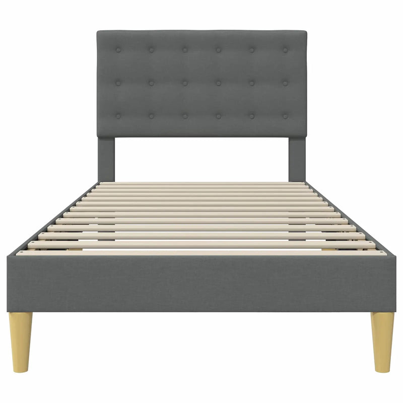 Bed Frame with Headboard Dark Grey 90 x 190 cm Fabric