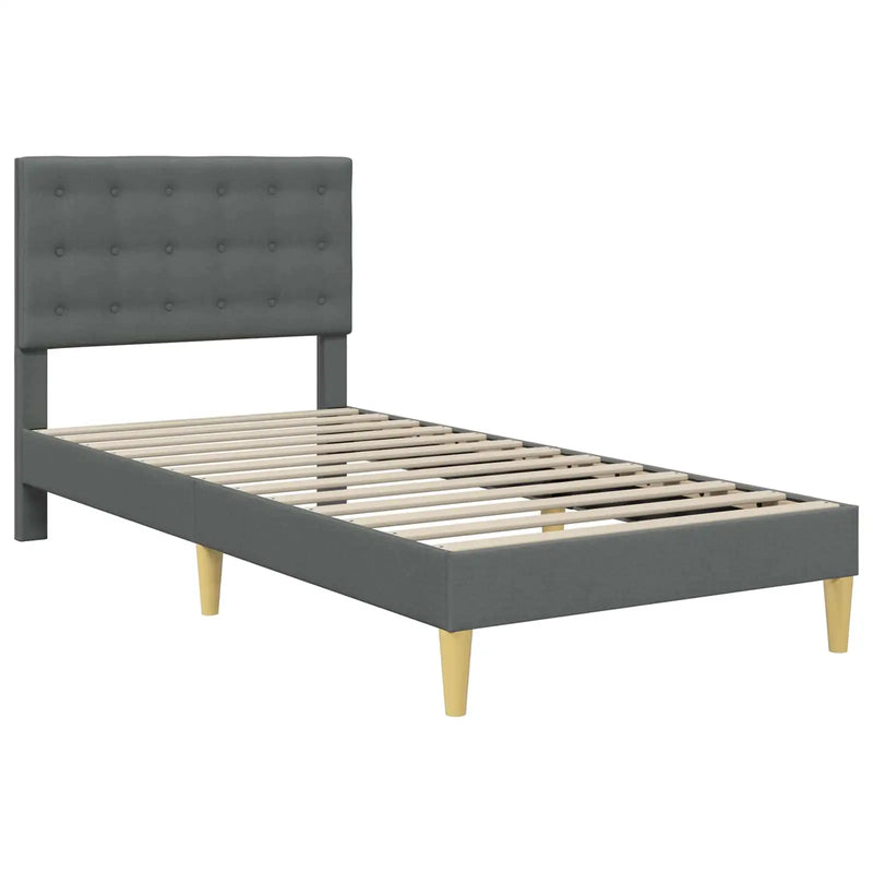 Bed Frame with Headboard Dark Grey 107 x 203 cm Fabric