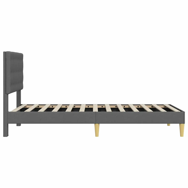 Bed Frame with Headboard Dark Grey 107 x 203 cm Fabric