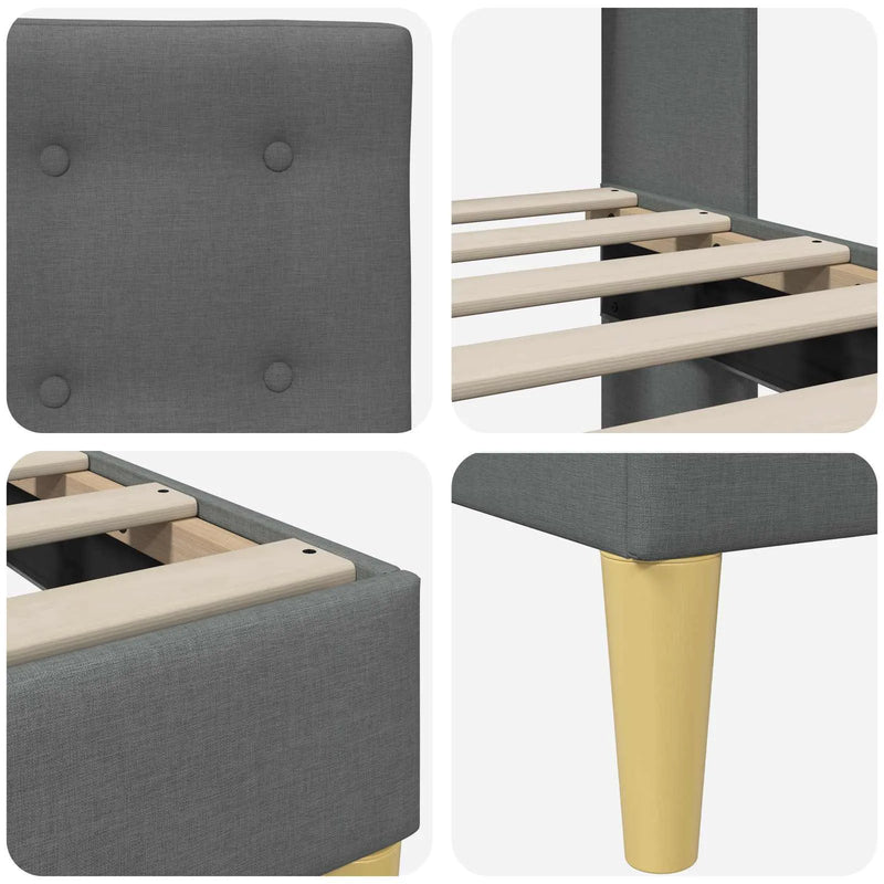 Bed Frame with Headboard Dark Grey 153 x 203 cm Fabric