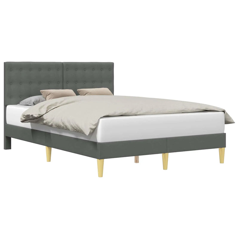 Bed Frame with Headboard Dark Grey 153 x 203 cm Fabric