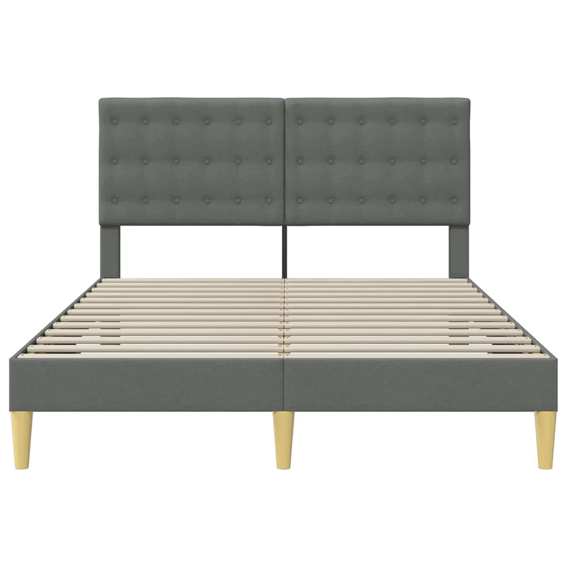 Bed Frame with Headboard Dark Grey 153 x 203 cm Fabric