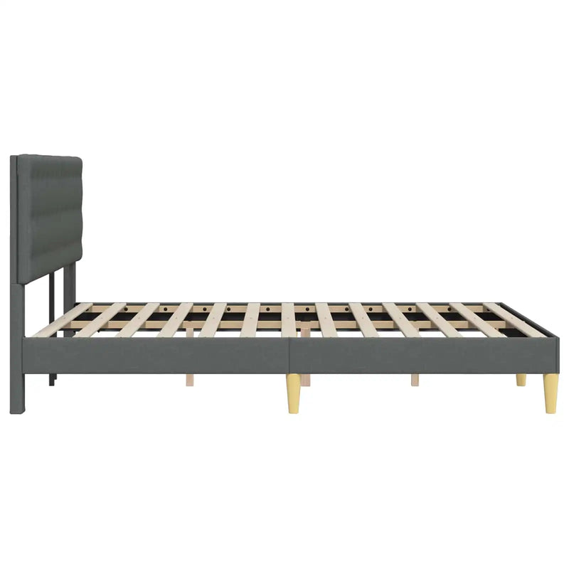 Bed Frame with Headboard Dark Grey 153 x 203 cm Fabric