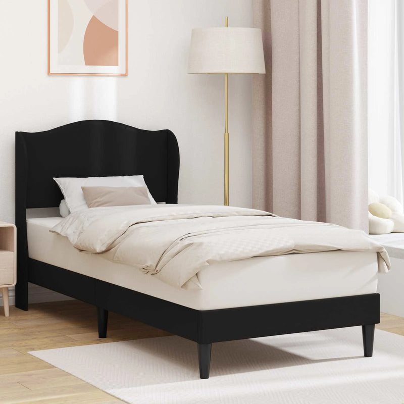 Bed Frame with Headboard Black 107 x 203 cm Faux Leather
