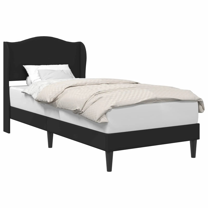 Bed Frame with Headboard Black 107 x 203 cm Faux Leather