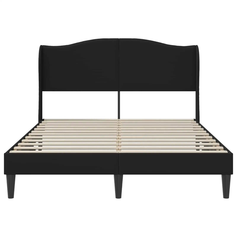 Bed Frame with Headboard Black 152 x 203 cm Faux Leather