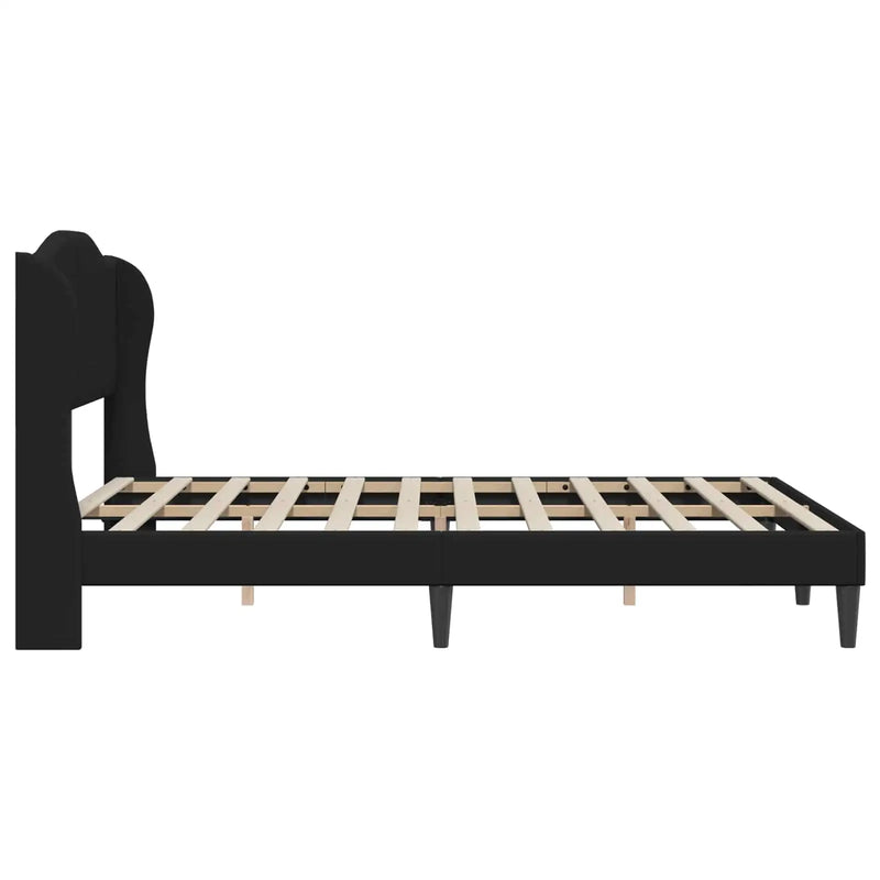 Bed Frame with Headboard Black 152 x 203 cm Faux Leather