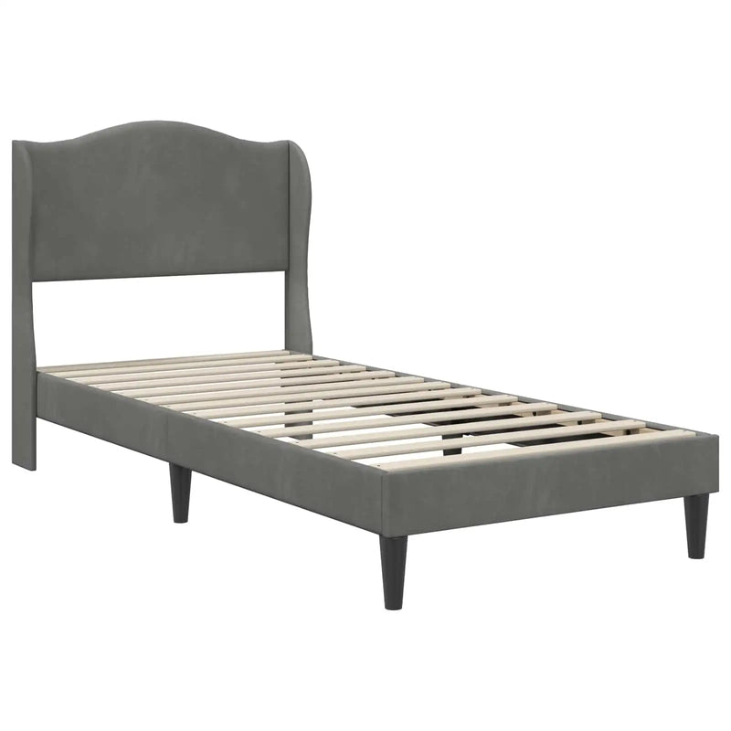 Bed Frame with Headboard Dark Grey 107 x 203 cm Velvet