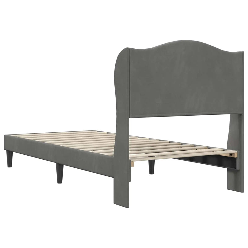 Bed Frame with Headboard Dark Grey 107 x 203 cm Velvet