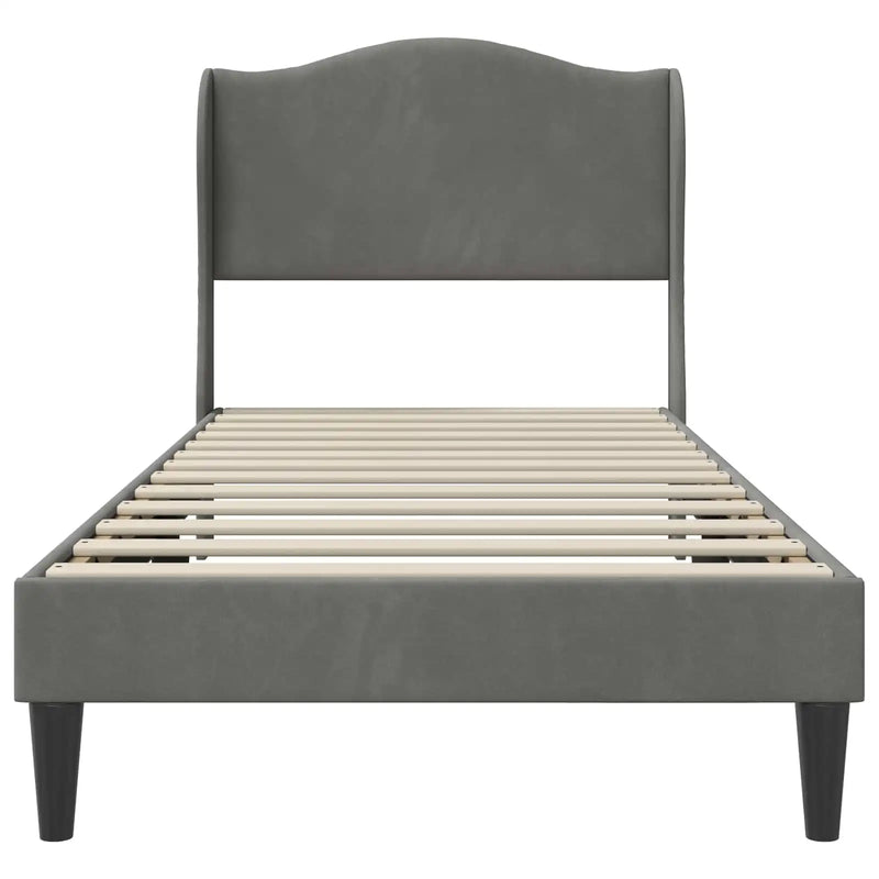 Bed Frame with Headboard Dark Grey 107 x 203 cm Velvet