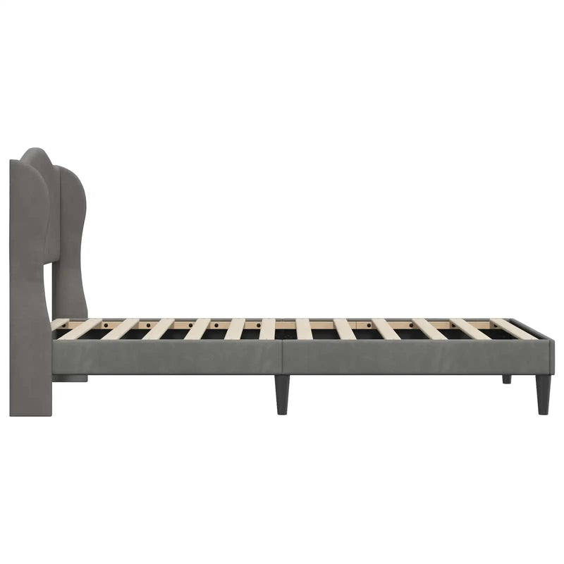 Bed Frame with Headboard Dark Grey 107 x 203 cm Velvet
