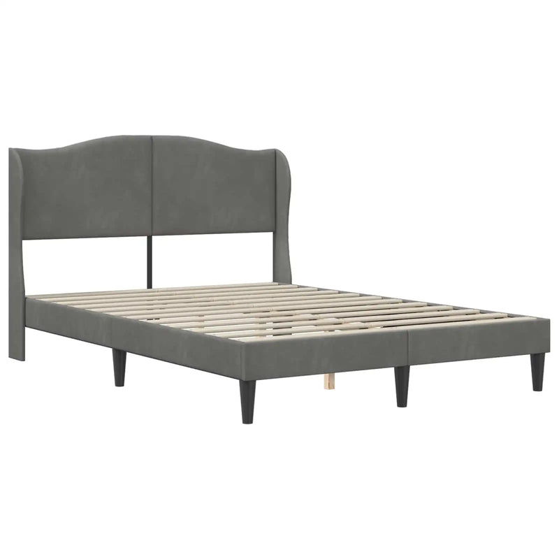 Bed Frame with Headboard Dark Grey 152 x 203 cm Velvet
