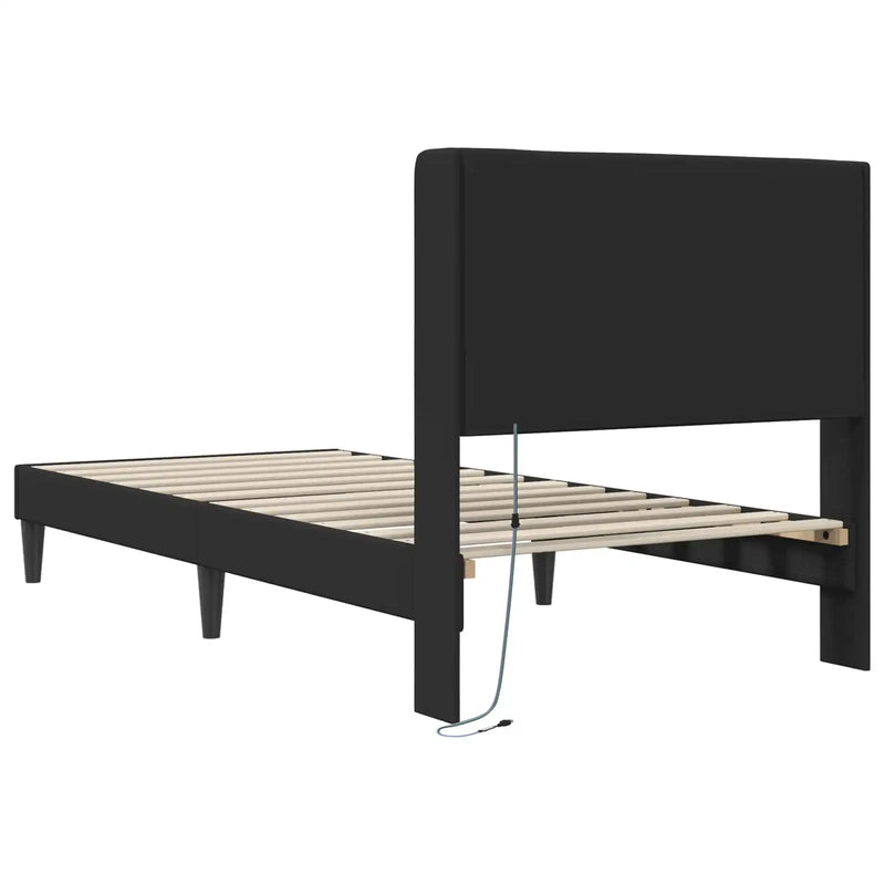 Bed Frame with LED Strip Lights Black 107 x 203 cm Faux Leather