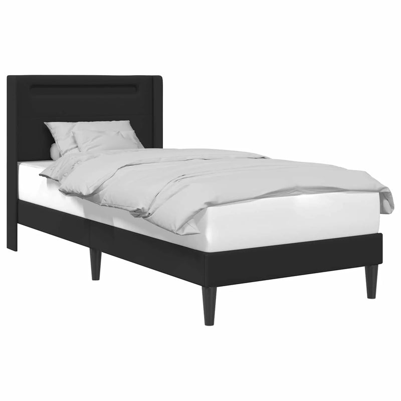 Bed Frame with LED Strip Lights Black 107 x 203 cm Faux Leather