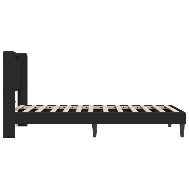 Bed Frame with LED Strip Lights Black 107 x 203 cm Faux Leather