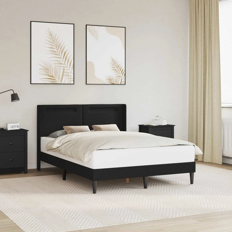Bed Frame with LED Strip Lights Black 153 x 203 cm Faux Leather