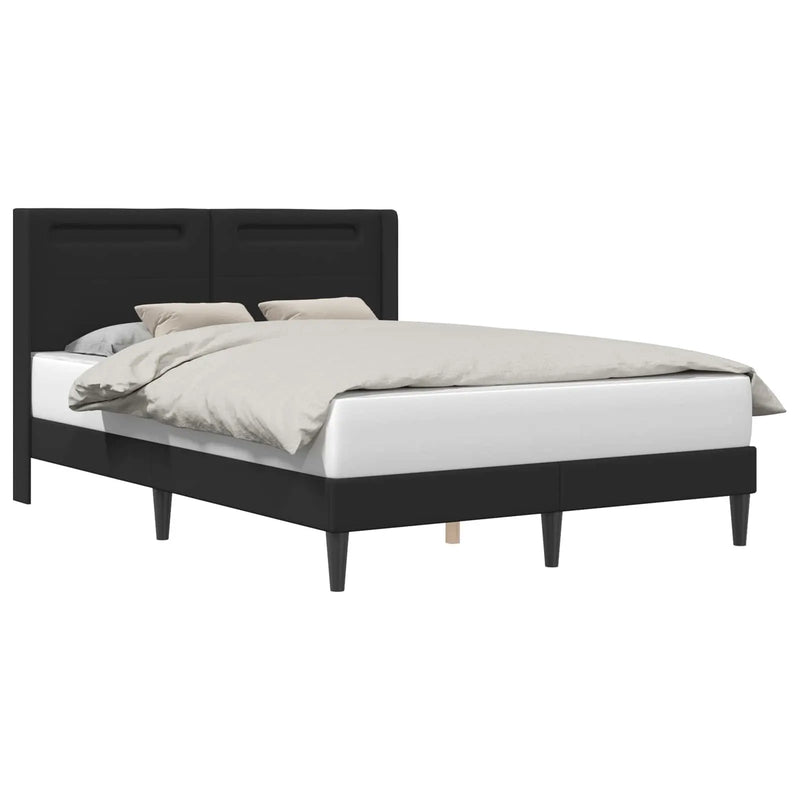 Bed Frame with LED Strip Lights Black 153 x 203 cm Faux Leather