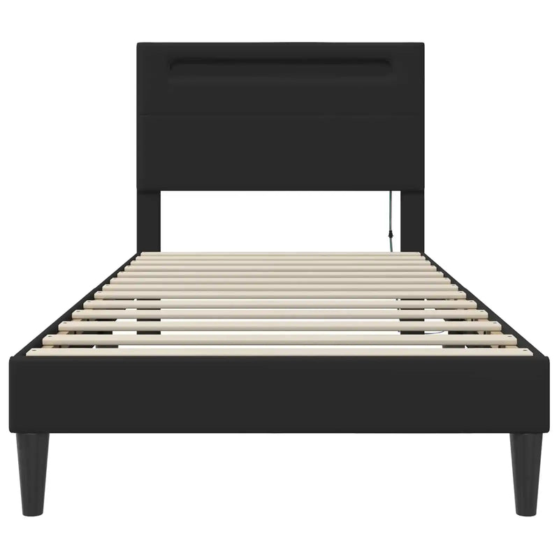 Bed Frame with LED Strip Lights Black 90 x 190 cm Faux Leather