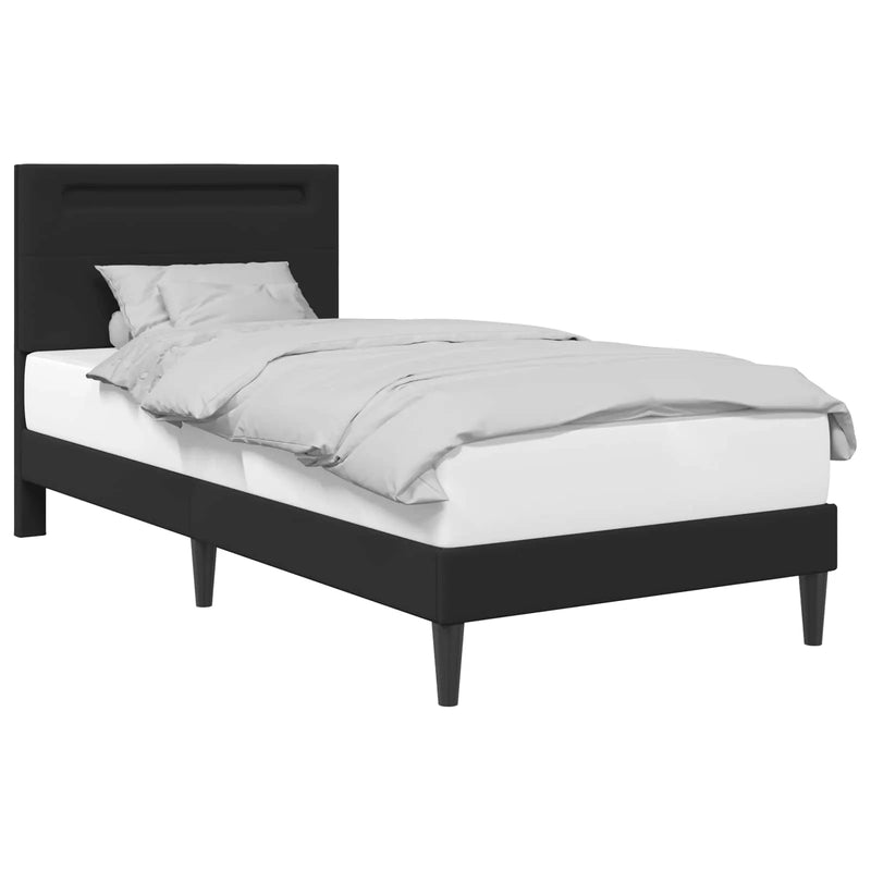 Bed Frame with LED Strip Lights Black 107 x 203 cm Faux Leather