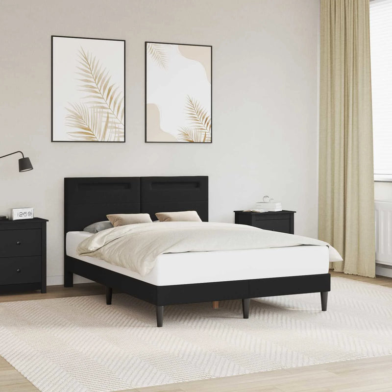 Bed Frame with LED Strip Lights Black 153 x 203 cm Faux Leather