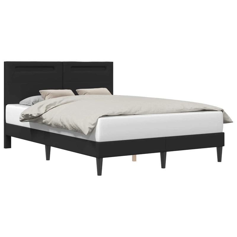 Bed Frame with LED Strip Lights Black 153 x 203 cm Faux Leather