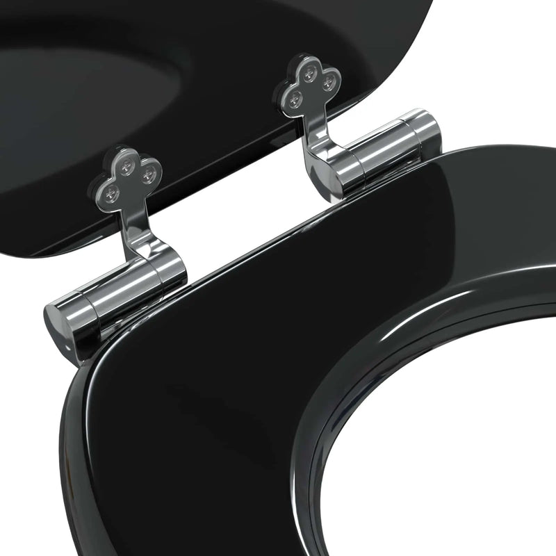 Soft-Close Toilet Seat 2 pcs Black 44 x 38 cm MDF board