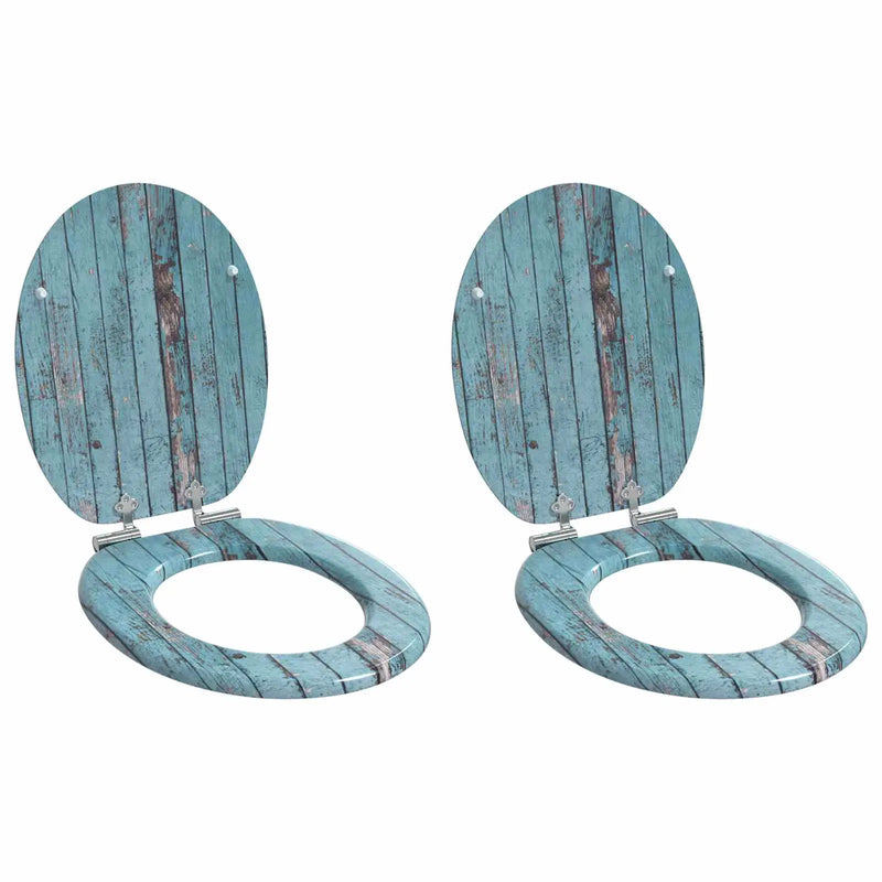 Soft-Close Toilet Seat 2 pcs Blue 44 x 38 cm MDF board