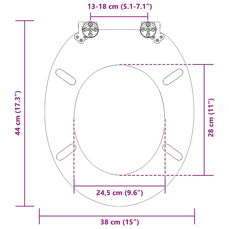 Soft-Close Toilet Seat 2 pcs Blue 44 x 38 cm MDF board