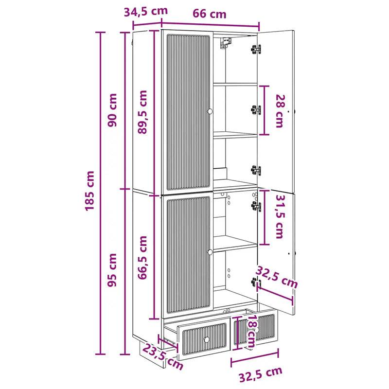 Cabinet Set 2 pcs White 66 x 34.5 x 95 cm Engineered Wood