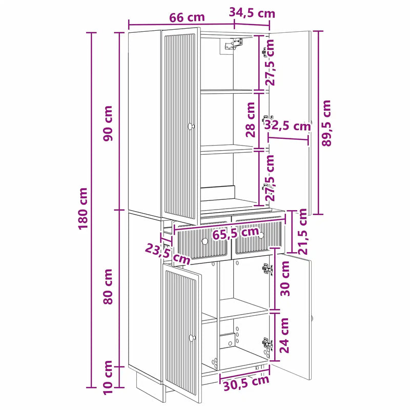 Cabinet Set 2 pcs White 66 x 34.5 x 90 cm Engineered Wood