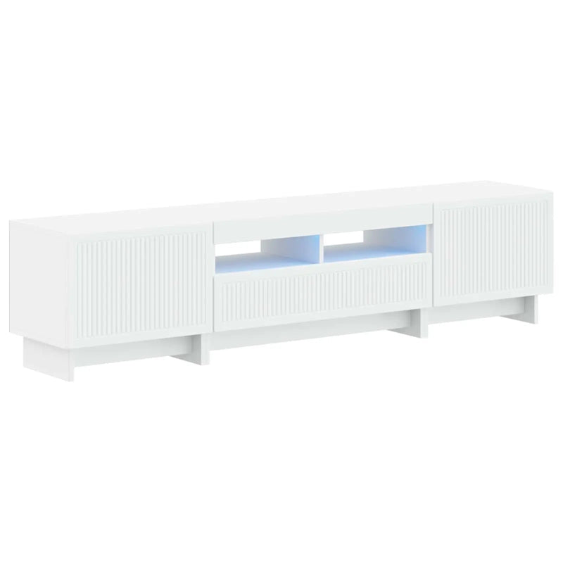 5 Piece LED TV Cabinet White Engineered Wood
