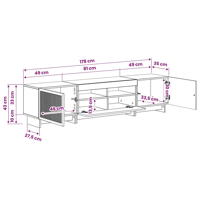 5 Piece LED TV Cabinet White Engineered Wood